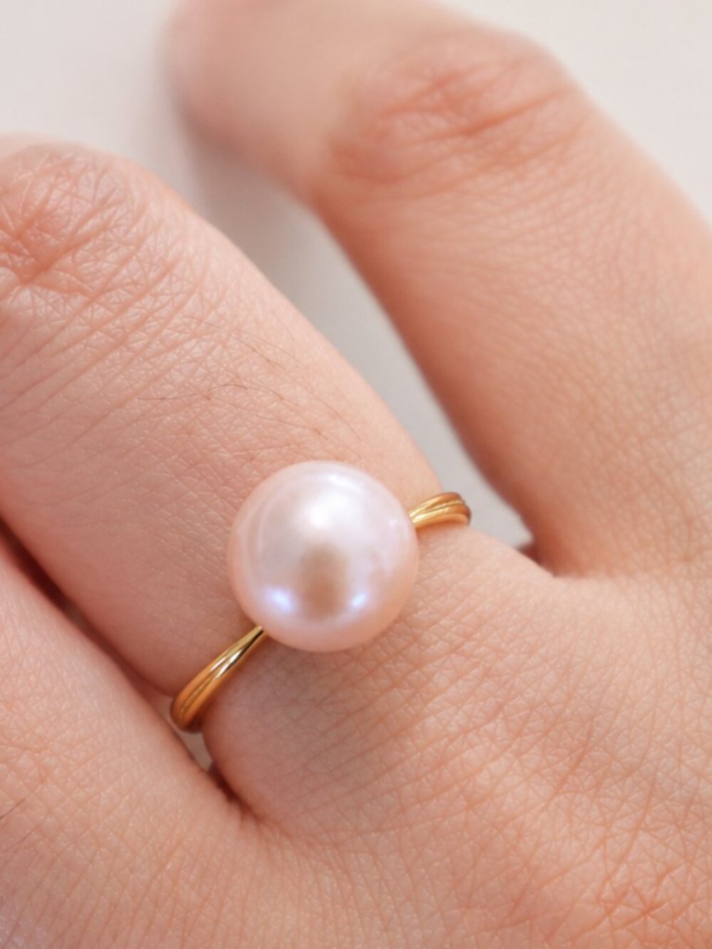 9–10mm Lavender Freshwater Pearl Open Ring 18K Gold Plated
